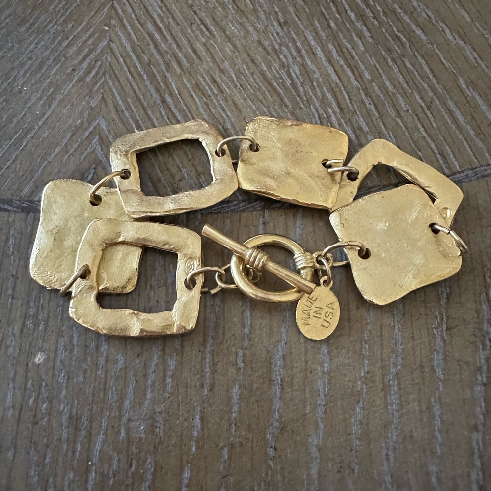 Susan Shaw Hammered Gold Link Bracelet